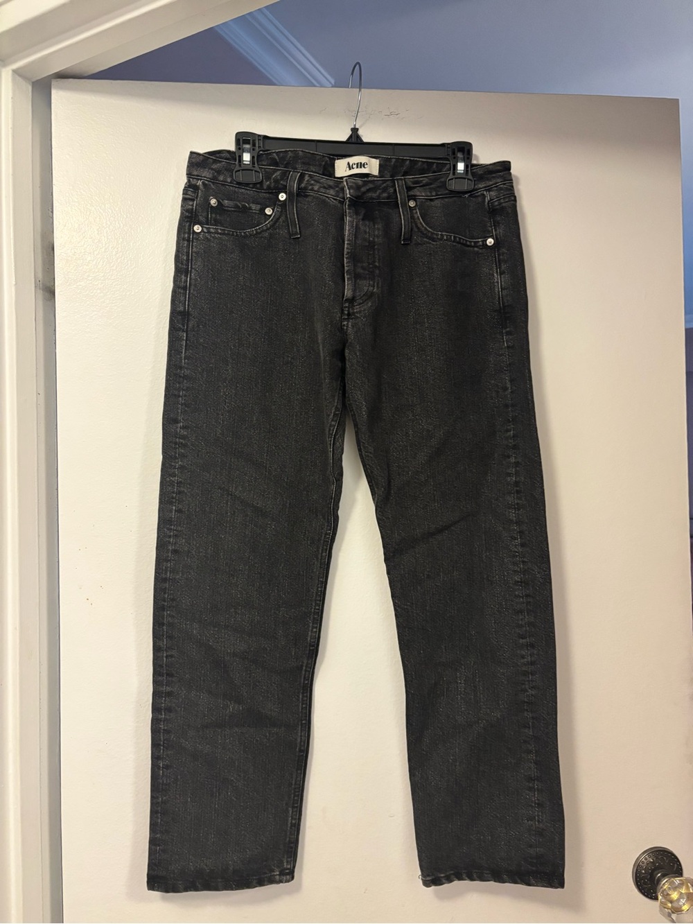 Acne studio hip glitter straight leg Black Denim Jeans 38 designer